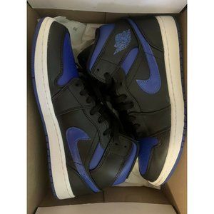 Nike Air Jordan 1 Mid Shoes Black Hyper Royal